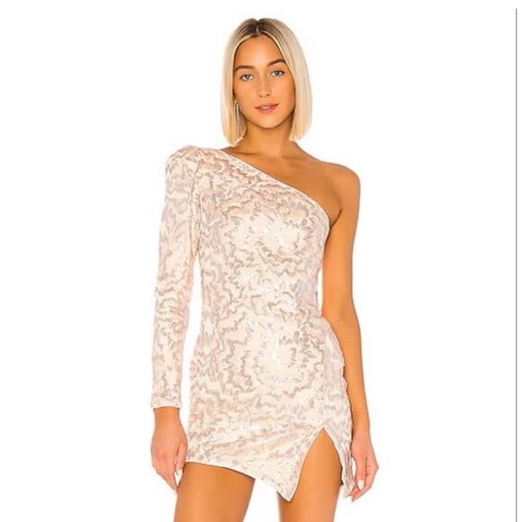 Michael Costello x Revolve Fabian Dress One Shoulder Sequence Small New Aa24 - Picture 2 of 12